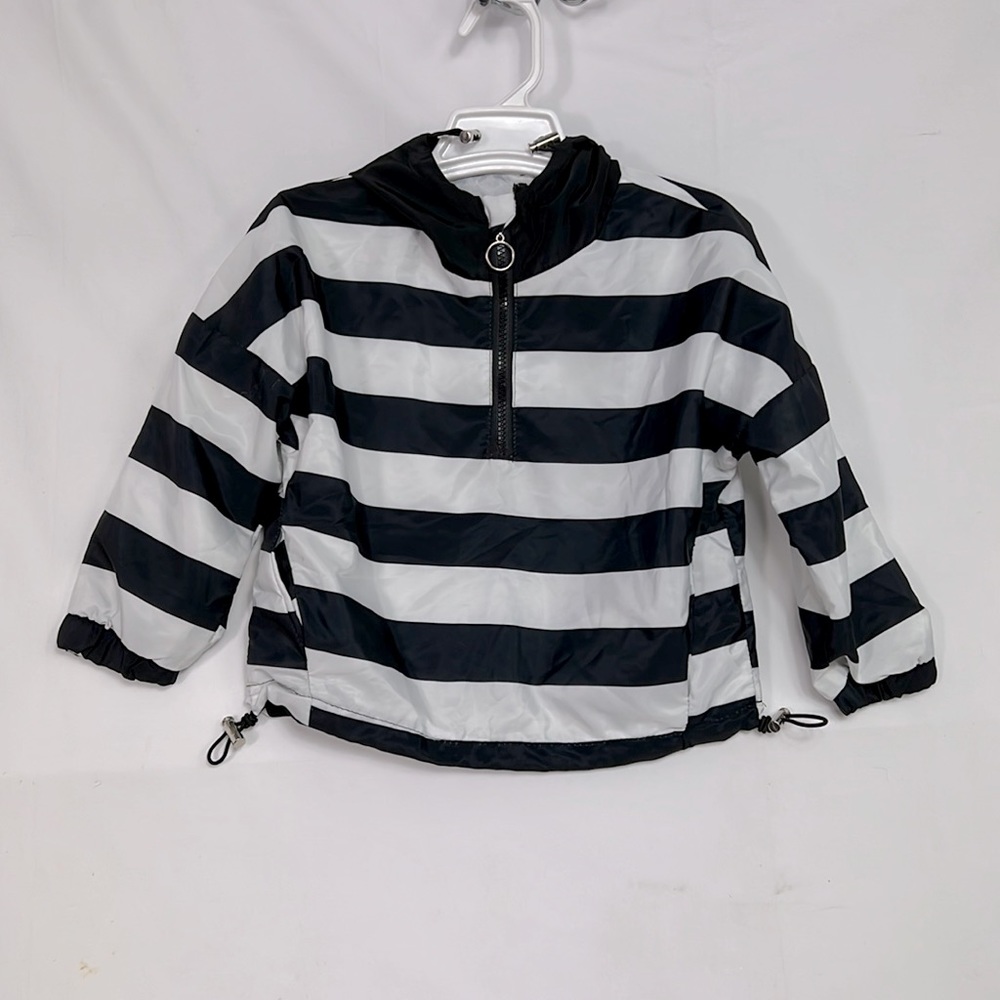 #0389 Amly Kids Black and White Striped Silk Jacket | Size: M